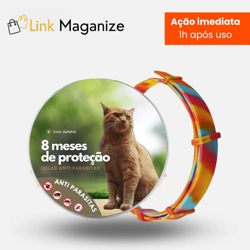 Colar SafePet anti-Pulgas e carrapatos (08 meses de proteção)