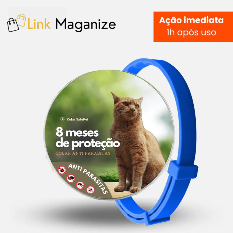 Colar SafePet anti-Pulgas e carrapatos (08 meses de proteção)