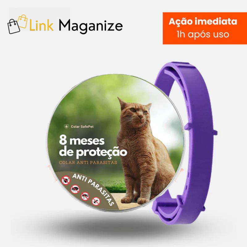 Colar SafePet anti-Pulgas e carrapatos (08 meses de proteção)