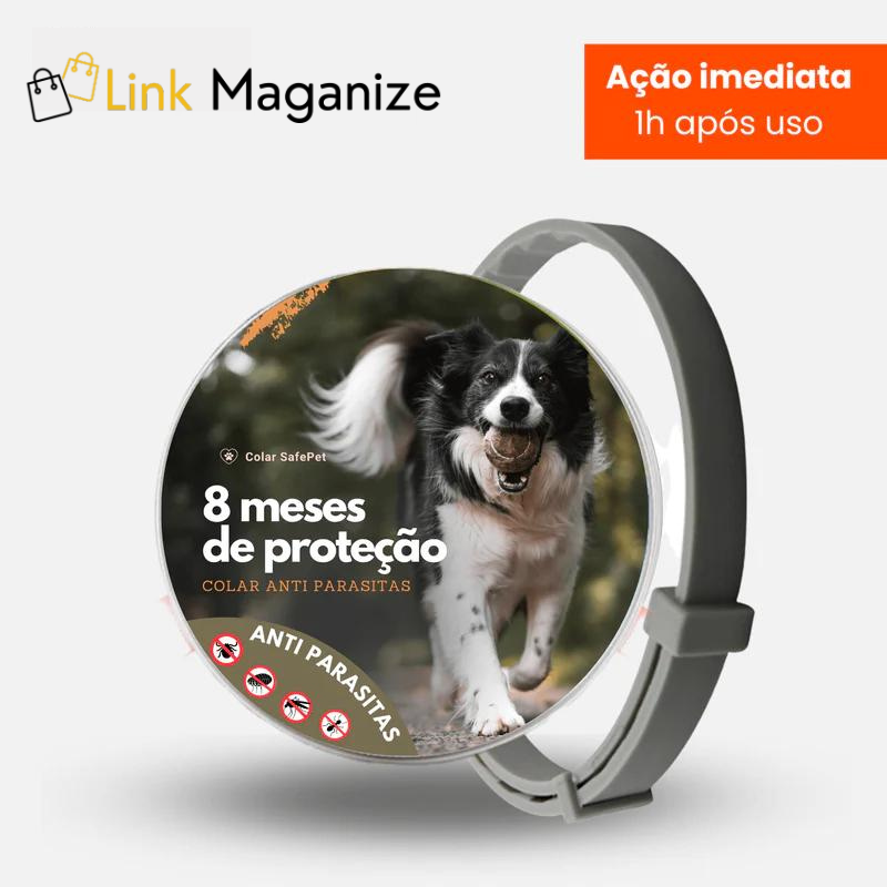 Colar SafePet anti-Pulgas e carrapatos (08 meses de proteção)